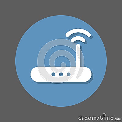 Wireless wi-fi router flat icon. High speed internet connection round colorful button, circular vector sign with shadow effect. Vector Illustration