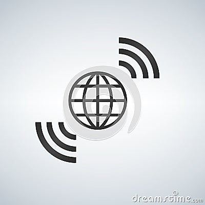 Wireless world wifi Earth broadband symbol of worldwide internet access. Cartoon Illustration