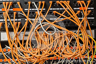 The wires and cables. Computer technology, network device, Internet Stock Photo