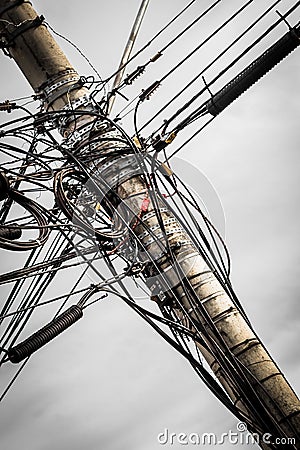 Wires on utility pole Stock Photo