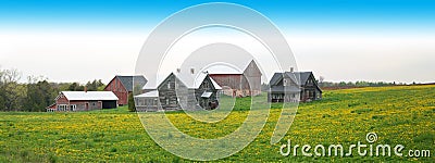 Wisconsin Dairy Farm Panorama, Banner Stock Photo