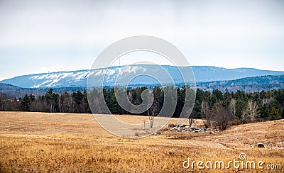 Wisconsin farmland with Granite Peak ski hill in the background in Wausau, Wisconsin Stock Photo