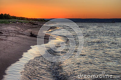 Wisconsin Point in Superior, Wisconsin is on the shore of Lake S Stock Photo