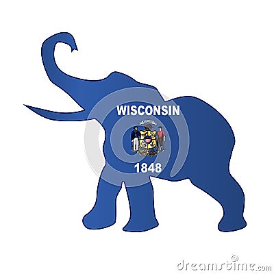 Wisconsin Republican Elephant Flag Vector Illustration