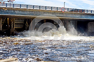 Wisconsin River - Beneath the Rainbow Flowage Dam Stock Photo