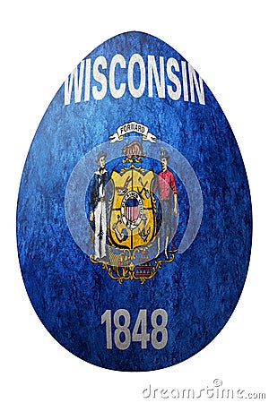 Wisconsin state flag Easter Egg, Wisconsin Happy Easter Stock Photo