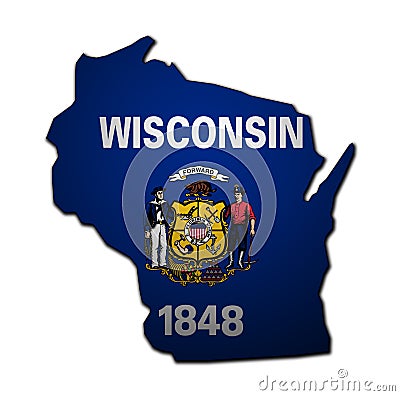 Wisconsin state with flag Stock Photo