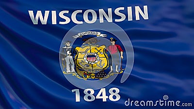 Wisconsin state flag. Waving flag of Wisconsin state, United States of America Stock Photo