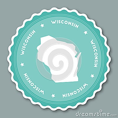 Wisconsin sticker flat design. Vector Illustration