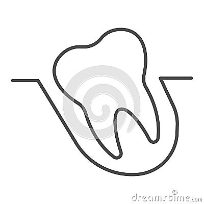 Wisdom tooth thin line icon. Malocclusion problem, crooked teeth symbol, outline style pictogram on white background Vector Illustration