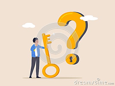 Wisdom or understanding concept. Key to unlock answer for problem and questions, solution or reason to solve problem Vector Illustration