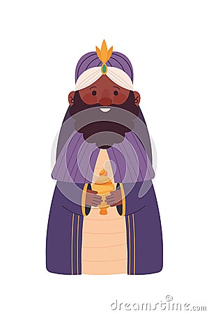 wise king balthazar with gift Vector Illustration