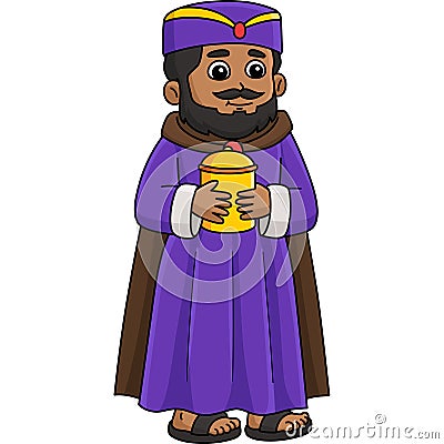 Wise King Holding Frankincense Cartoon Clipart Vector Illustration