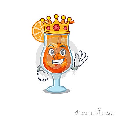 A Wise King of mai tai cocktail mascot design style with gold crown Vector Illustration