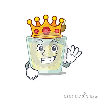 A Wise King of martini cocktail mascot design style with gold crown Vector Illustration