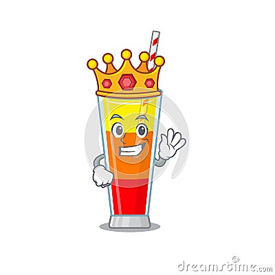 A Wise King of tequila sunrise cocktail mascot design style with gold crown Vector Illustration