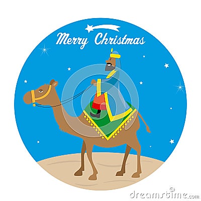 Wise Man Balthazar on a camel Vector Illustration