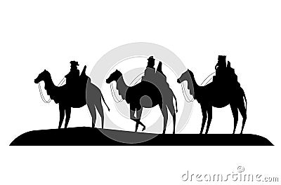 wise men in camels silhouettes Stock Photo