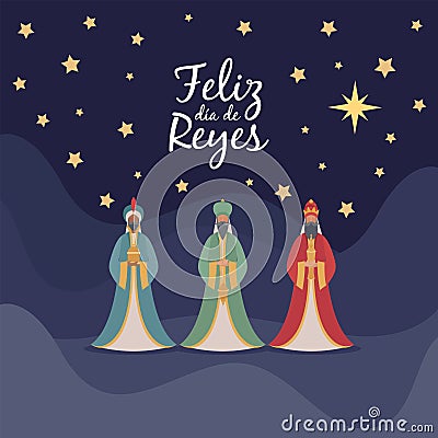 Wise men. Kings Day. Epiphany. Vector Illustration