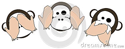 Wise monkeys Vector Illustration