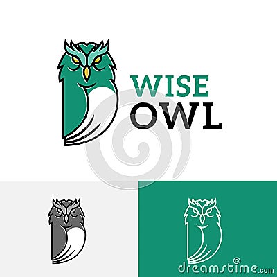 Wise Owl Bird Cute Animal Education Cartoon Logo Vector Illustration