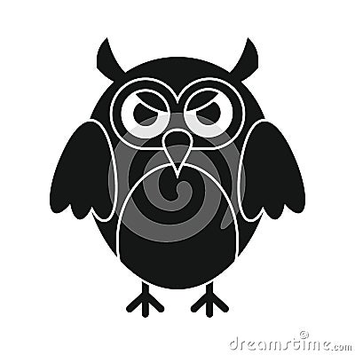 Wise sad owl black simple silhouette vector icon Vector Illustration