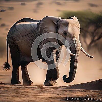 A wise and weathered elephant poses for its portrait, its tusks standing out against wrinkled skin2 Stock Photo