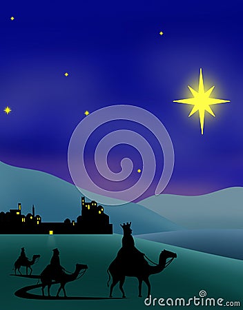 Wisemen Travel to Bethlehem Stock Photo