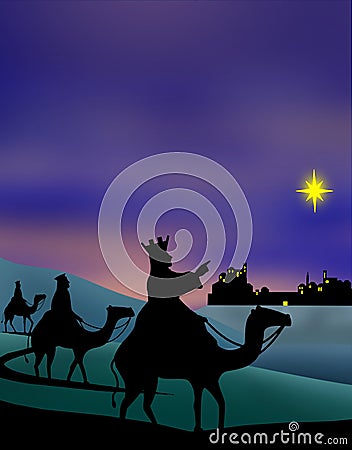 Wisemen Travel to Bethlehem Stock Photo