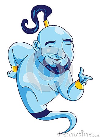 Wish-fulfilling Blue Genie Color Illustration Design Vector Illustration