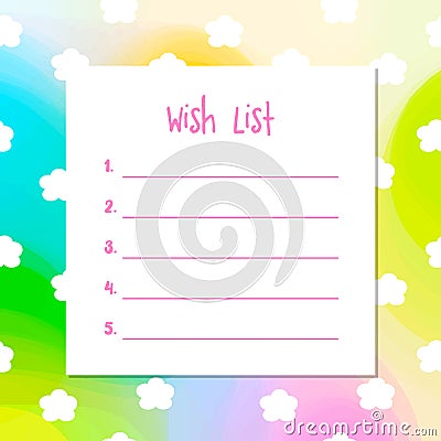 The Wish list, template. Printable Vector Illustration