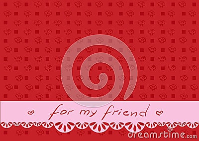 Red greeting card for freind with sguare Stock Photo