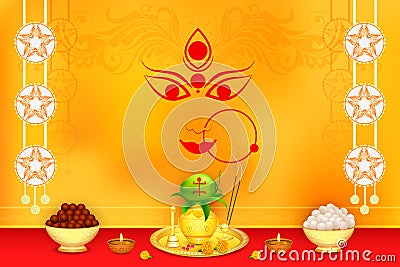 Wishes for Durga Puja Vector Illustration