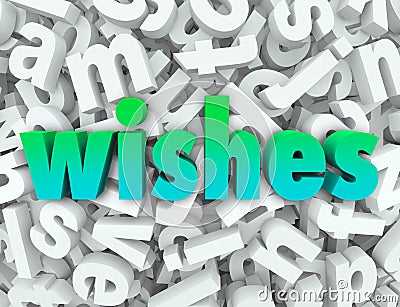 Wishes Hopes Dreams Word 3d Letters Wishing for Desires Stock Photo