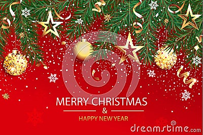 Wishing card for Christmas and Happy 2021 New Year Vector Illustration