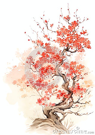 Wishing Tree Chinese new year pattern Stock Photo