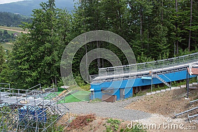 Wisla, Poland,28 June 2019: The Adam Malysz ski jumping hill in Editorial Stock Photo