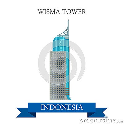 Wisma Tower in Jakarta, Indonesia vector flat attraction Vector Illustration