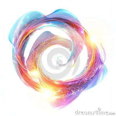 Wisps of luminous energy converging to create a mesmerizing, holographic-like glyph. Stock Photo