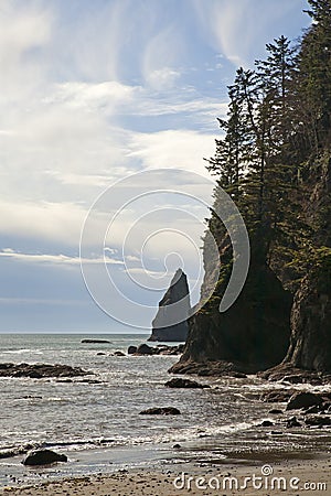 Wispy Clouds Along Washington Coast Stock Photo