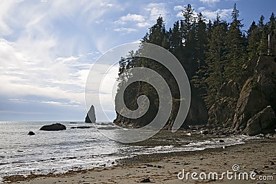 Wispy Clouds Along Washington Coast Stock Photo