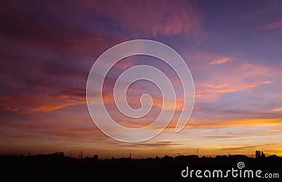 Wispy clouds after sunset. Stock Photo