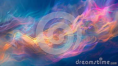 Wispy trails of iridescent clouds swirl around in a chaotic and mesmerizing pattern creating a breathtaking sight Stock Photo
