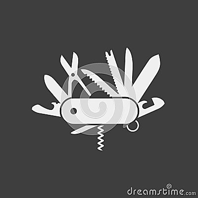 Swiss folding knife flat icon; Folding army knife; Vector Illustration