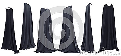 Witch black cape hanging from shoulders Stock Photo