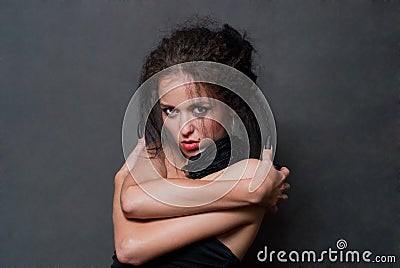 Witch with black nails Stock Photo