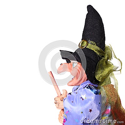 Witch with broom Stock Photo