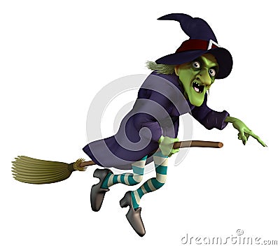 Witch on a broom Stock Photo