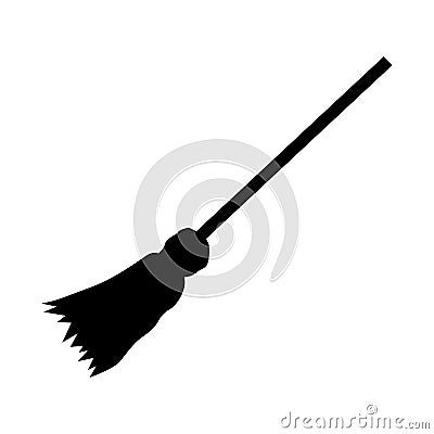 Witch broom icon, simple style Vector Illustration