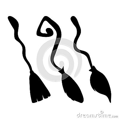 witch broom silhouette cartoon vector symbol icon design. Beautiful illustration isolated on white background Vector Illustration